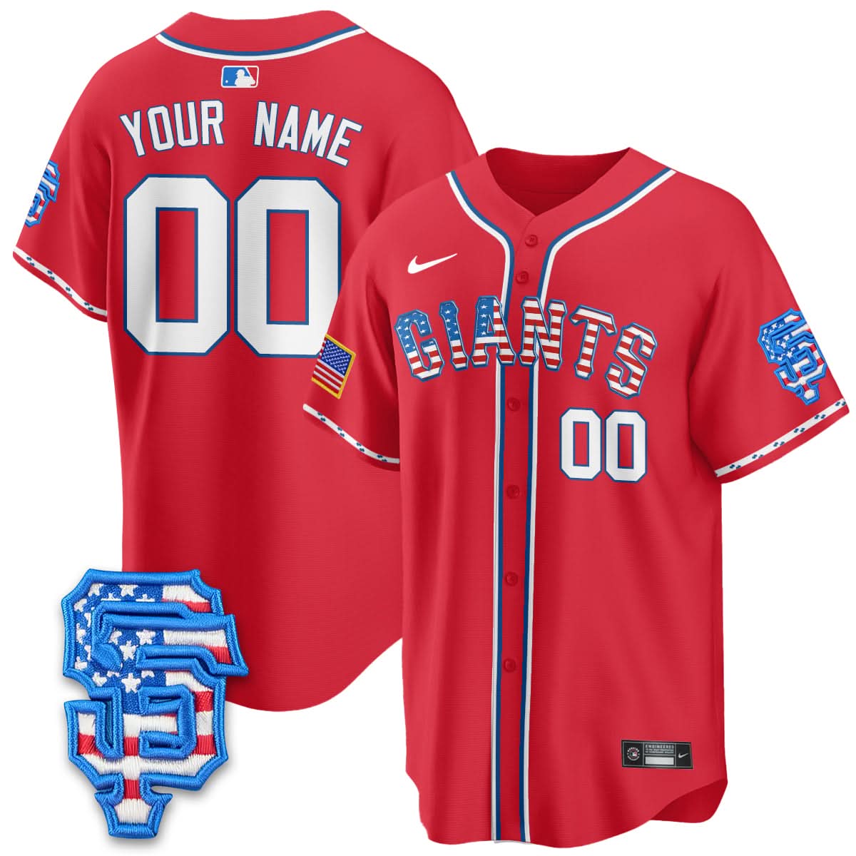 San Francisco Giants 2025 Fourth of July Custom Jersey - All Stitched