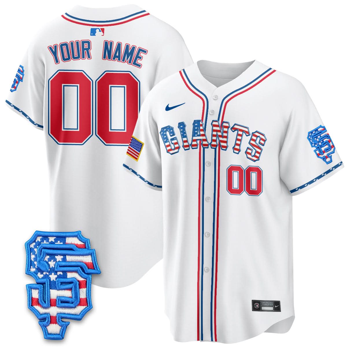 San Francisco Giants 2025 Fourth of July Custom Jersey - All Stitched