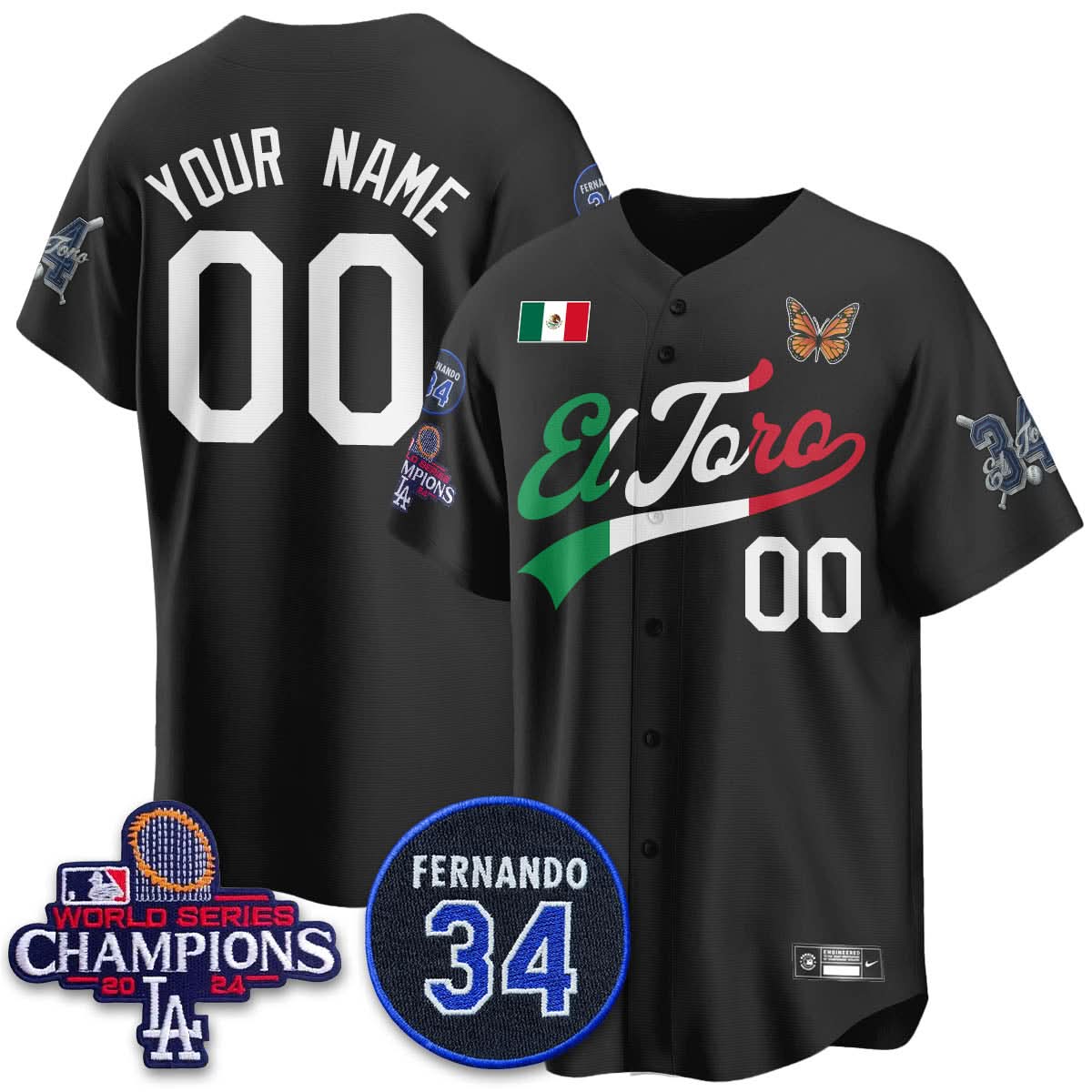 Los Angeles Dodgers Mexican "For 34" Custom Jersey - All Stitched