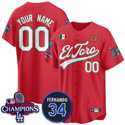 Los Angeles Dodgers Mexican "For 34" Custom Jersey - All Stitched