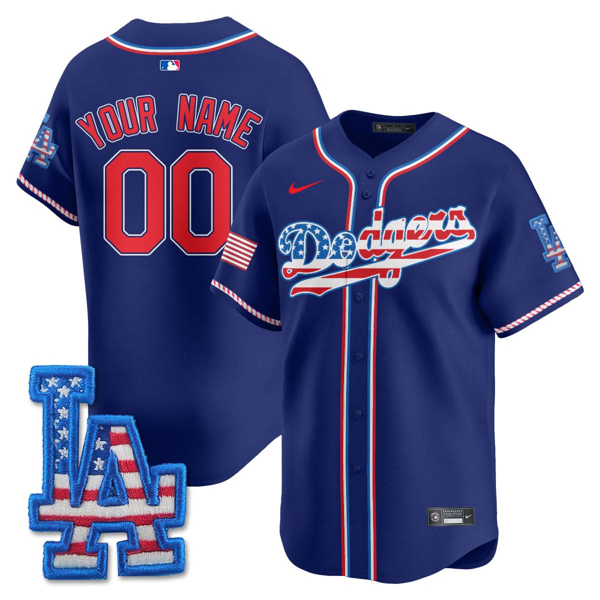 Los Angeles Dodgers 2025 Fourth of July Custom Jersey - All Stitched