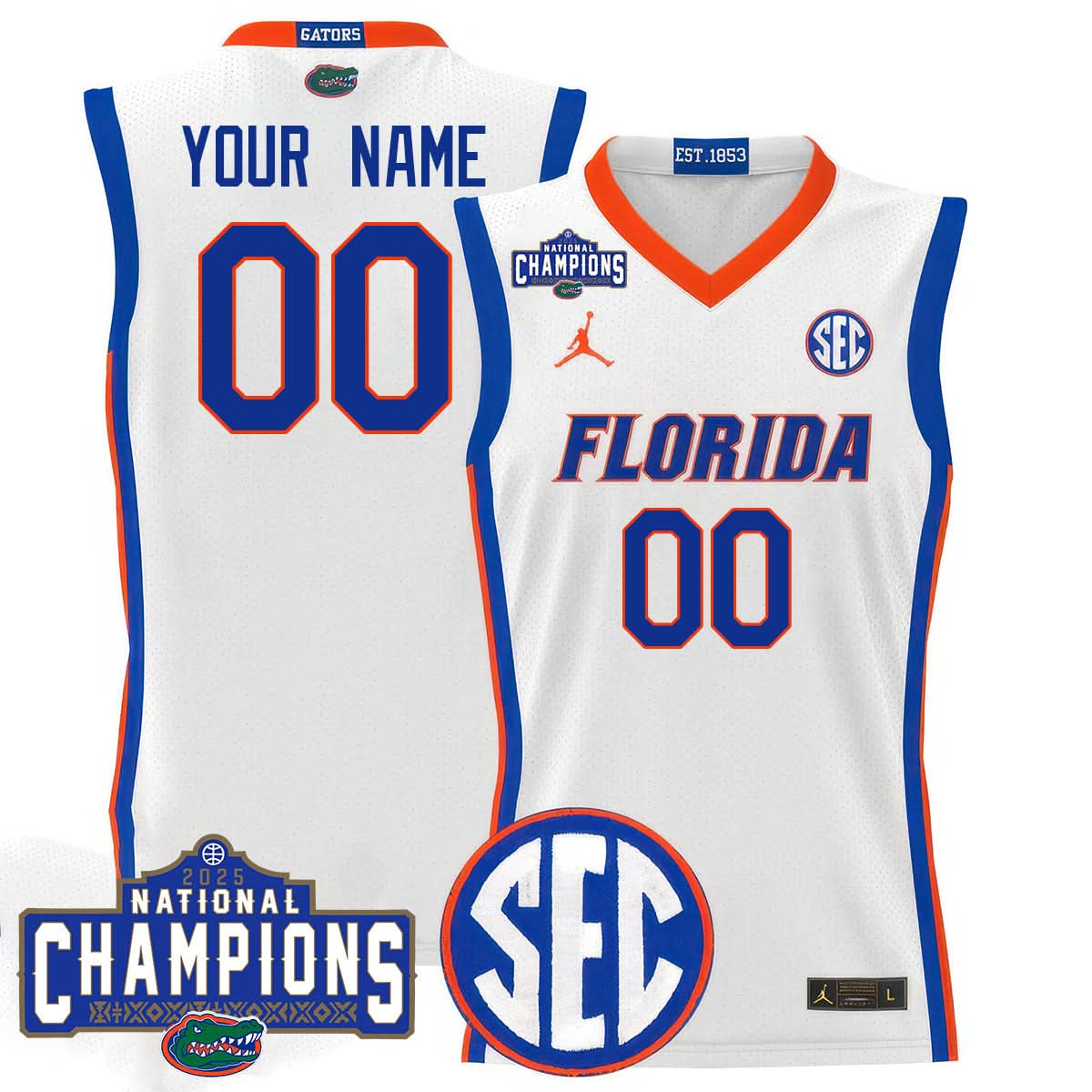 Florida Gators 2025 National Champions Basketball Custom Jersey - All Stitched