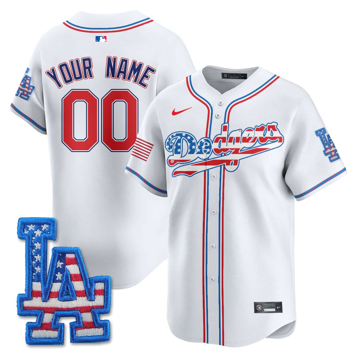Los Angeles Dodgers 2025 Fourth of July Custom Jersey - All Stitched