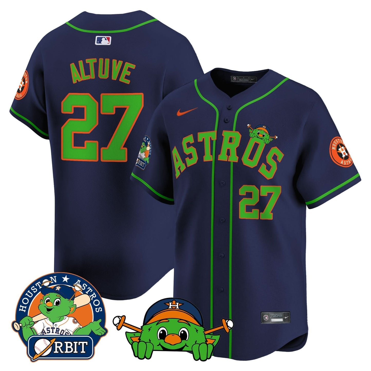 Astros Orbit Patch Vapor Premier Limited Jersey V3 - All Stitched