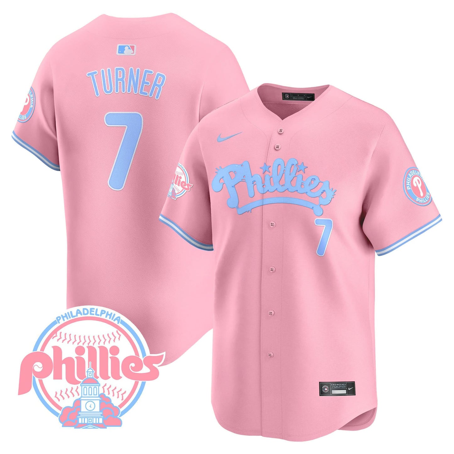 Phillies Bubblegum Pink Vapor Premier Limited Jersey - All Stitched