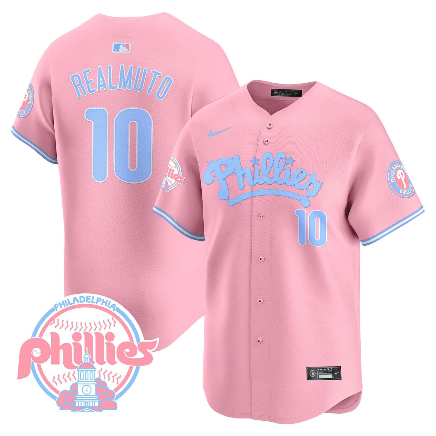 Phillies Bubblegum Pink Vapor Premier Limited Jersey - All Stitched