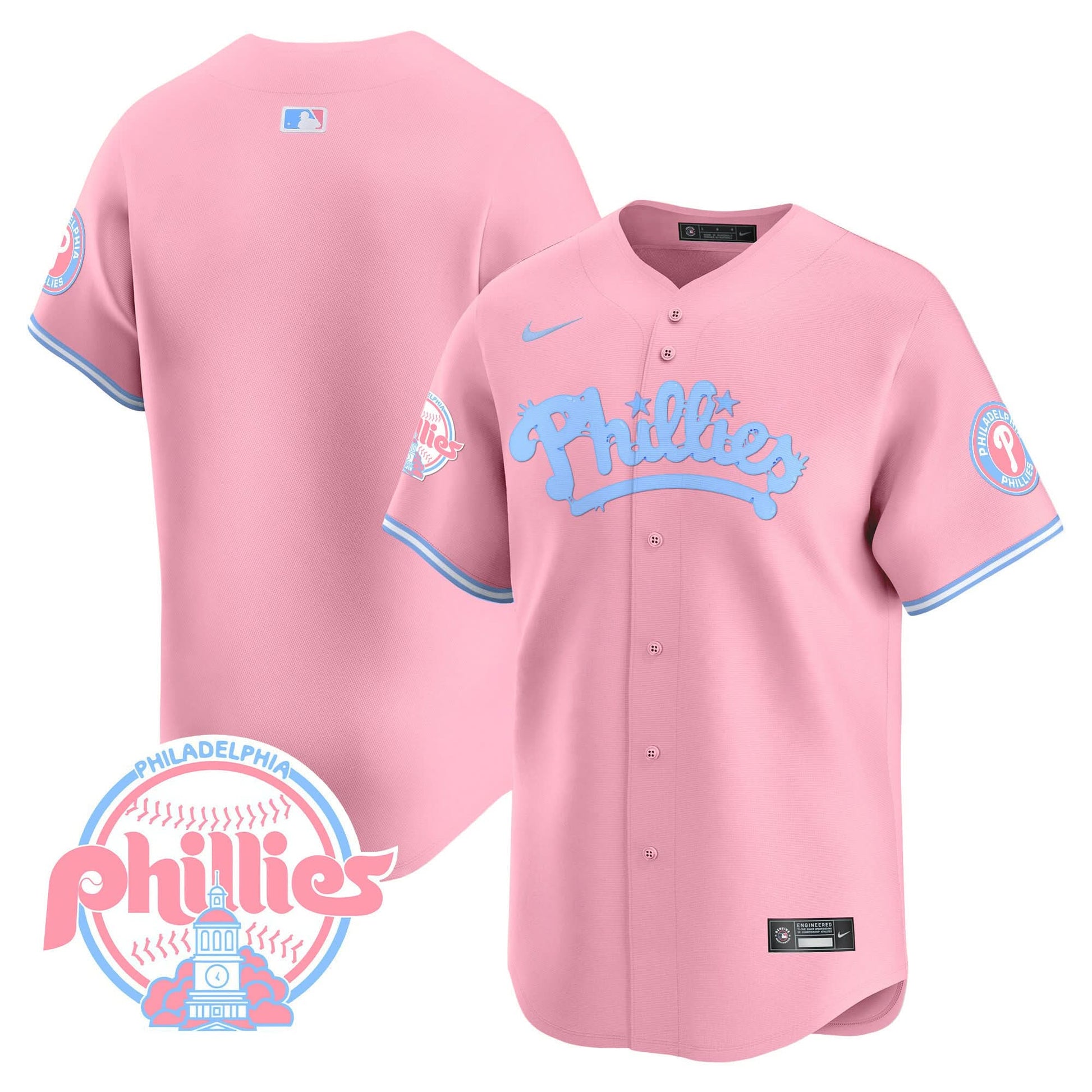 Phillies Bubblegum Pink Vapor Premier Limited Jersey - All Stitched