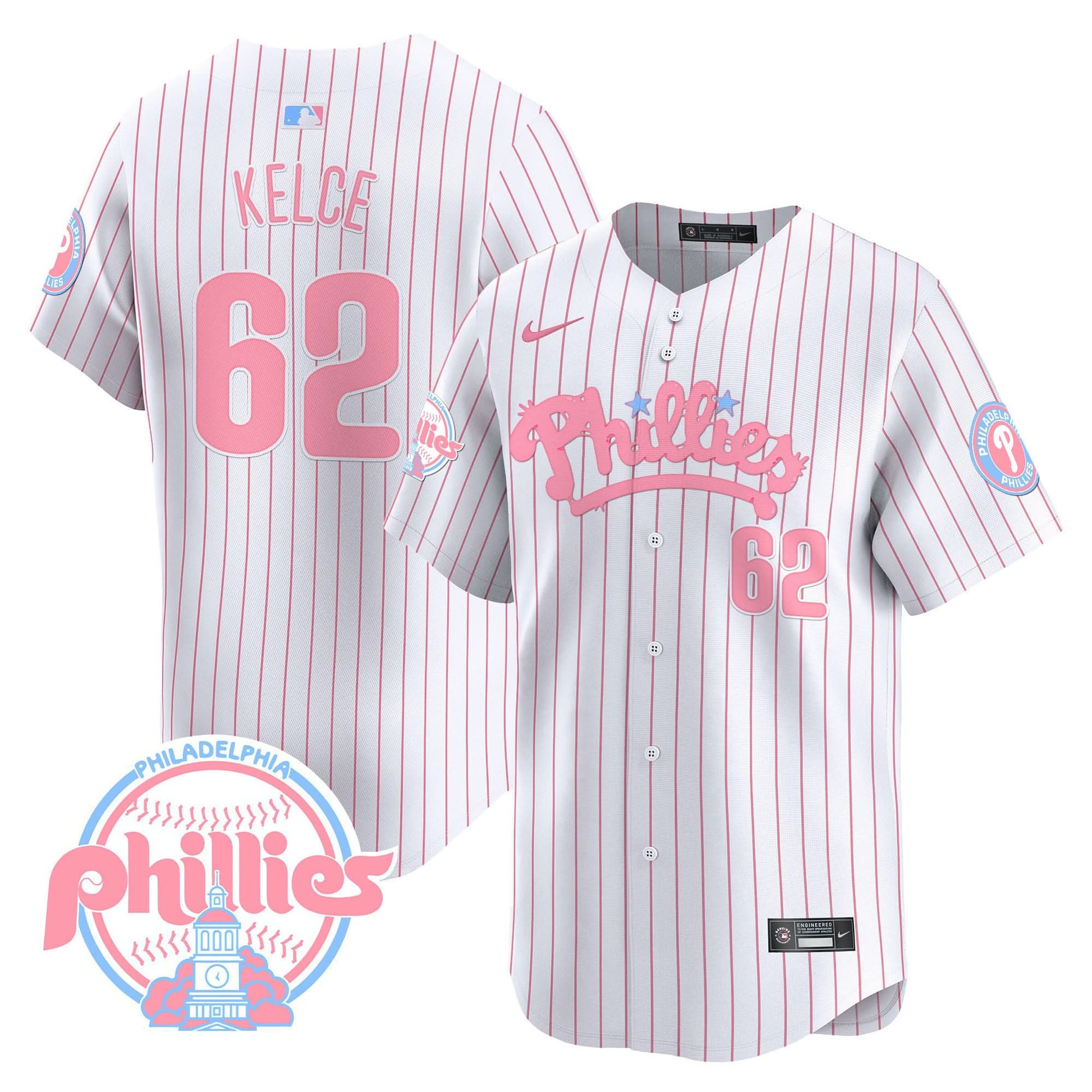 Phillies Bubblegum Pink Vapor Premier Limited Jersey - All Stitched
