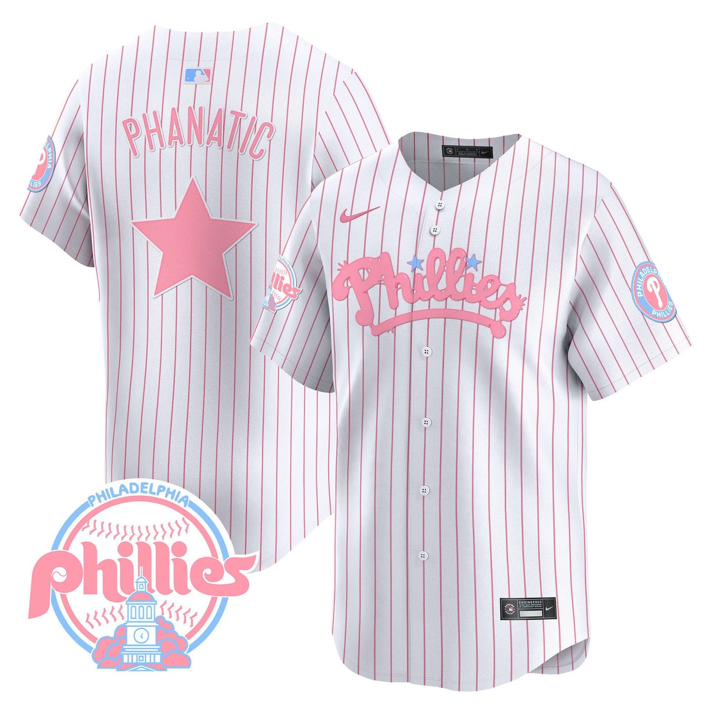 Phillies Bubblegum Pink Vapor Premier Limited Jersey - All Stitched