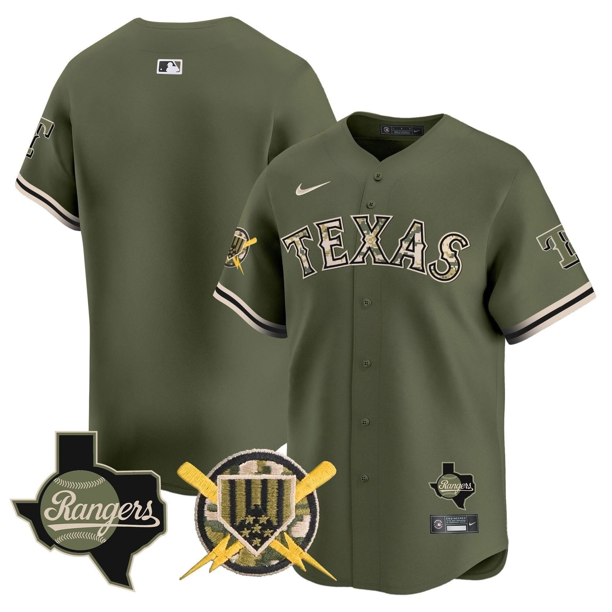 Texas Rangers Armed Forces Day Vapor Premier Limited Jersey - All Stitched