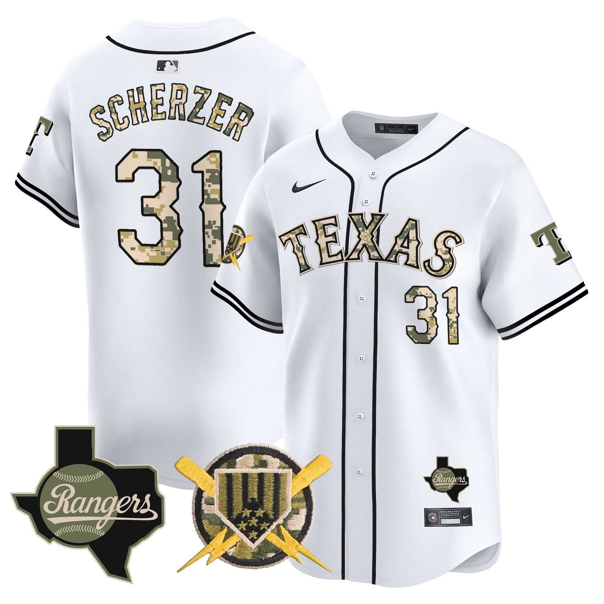 Texas Rangers Armed Forces Day Vapor Premier Limited Jersey - All Stitched