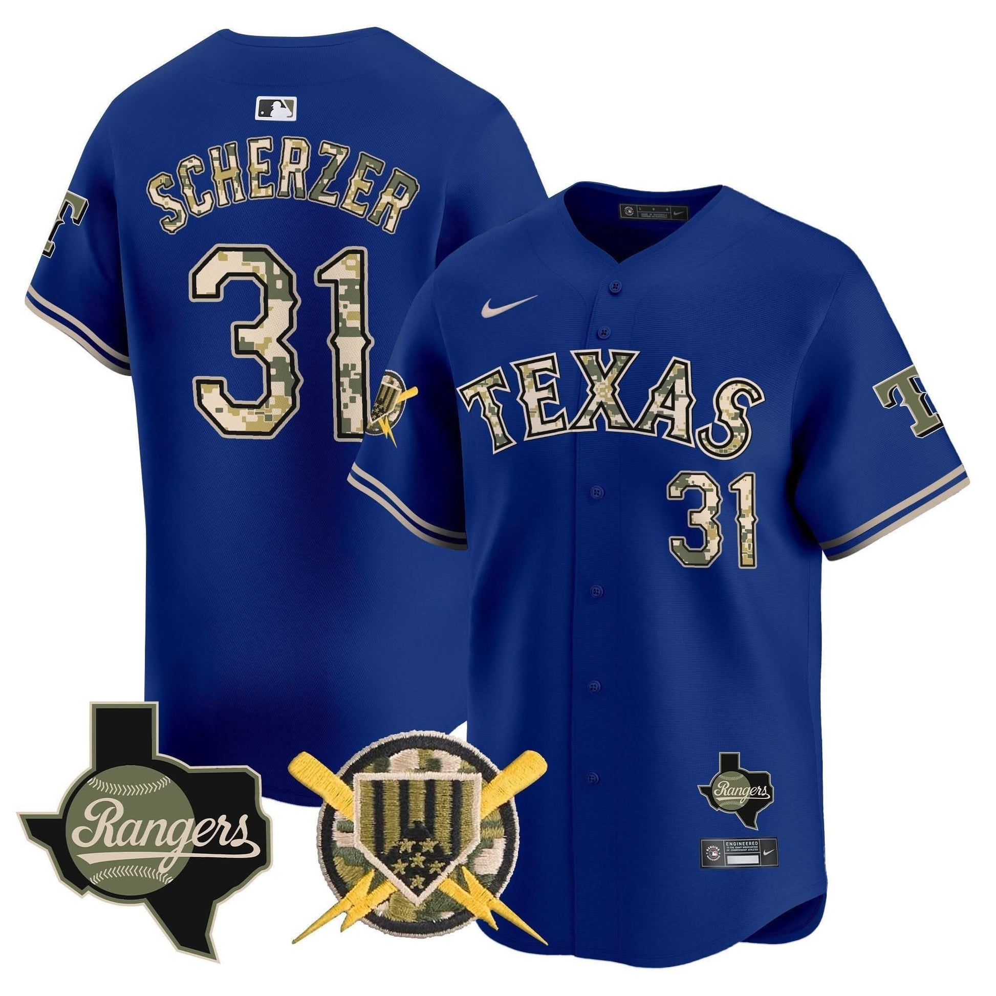 Texas Rangers Armed Forces Day Vapor Premier Limited Jersey - All Stitched