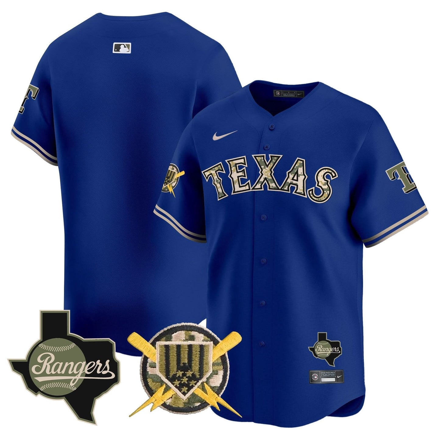 Texas Rangers Armed Forces Day Vapor Premier Limited Jersey - All Stitched