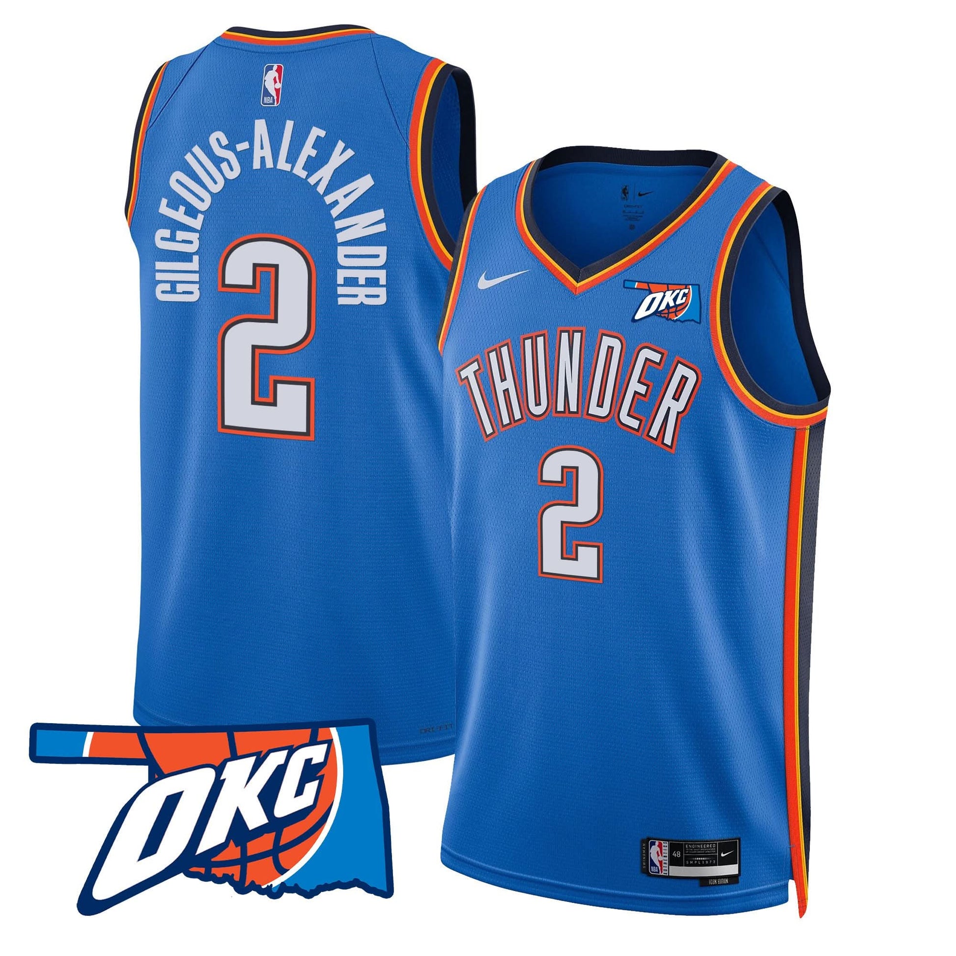 Oklahoma City Thunder Swingman Jersey - Oklahoma Patch - All Stitched