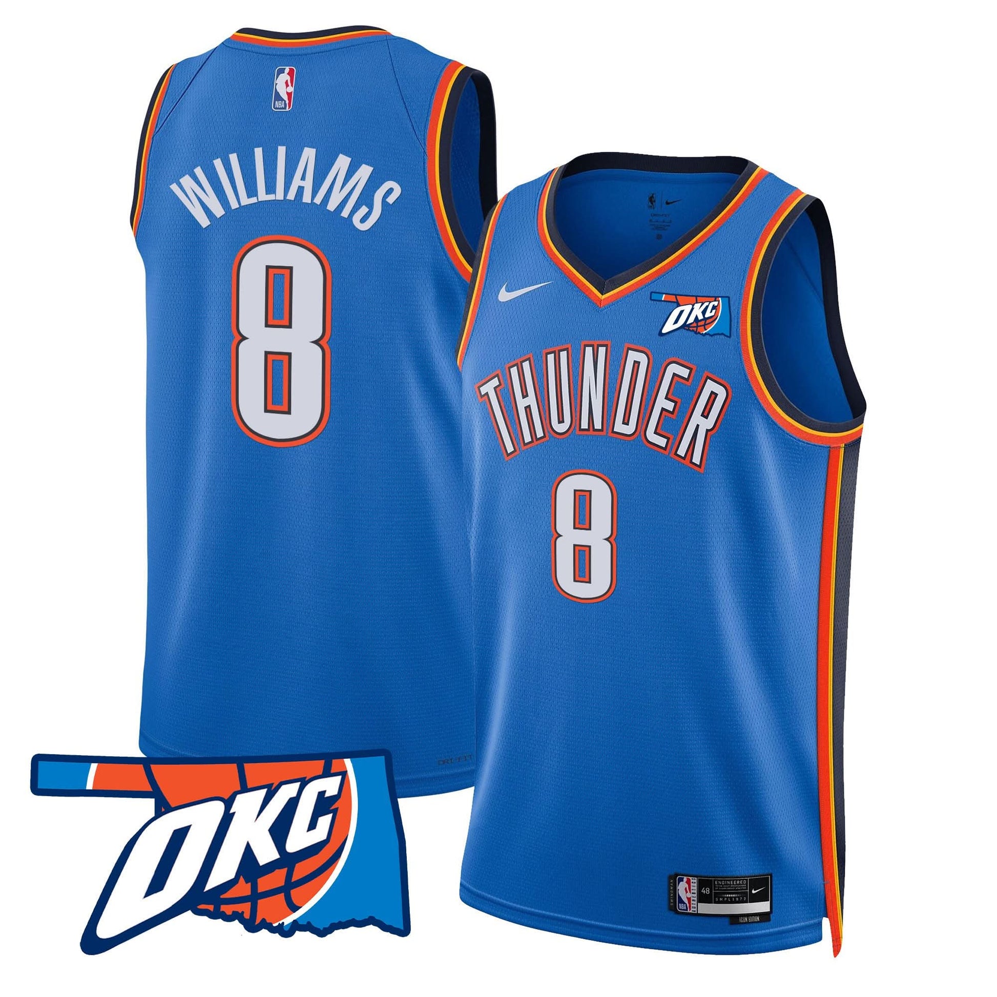 Oklahoma City Thunder Swingman Jersey - Oklahoma Patch - All Stitched