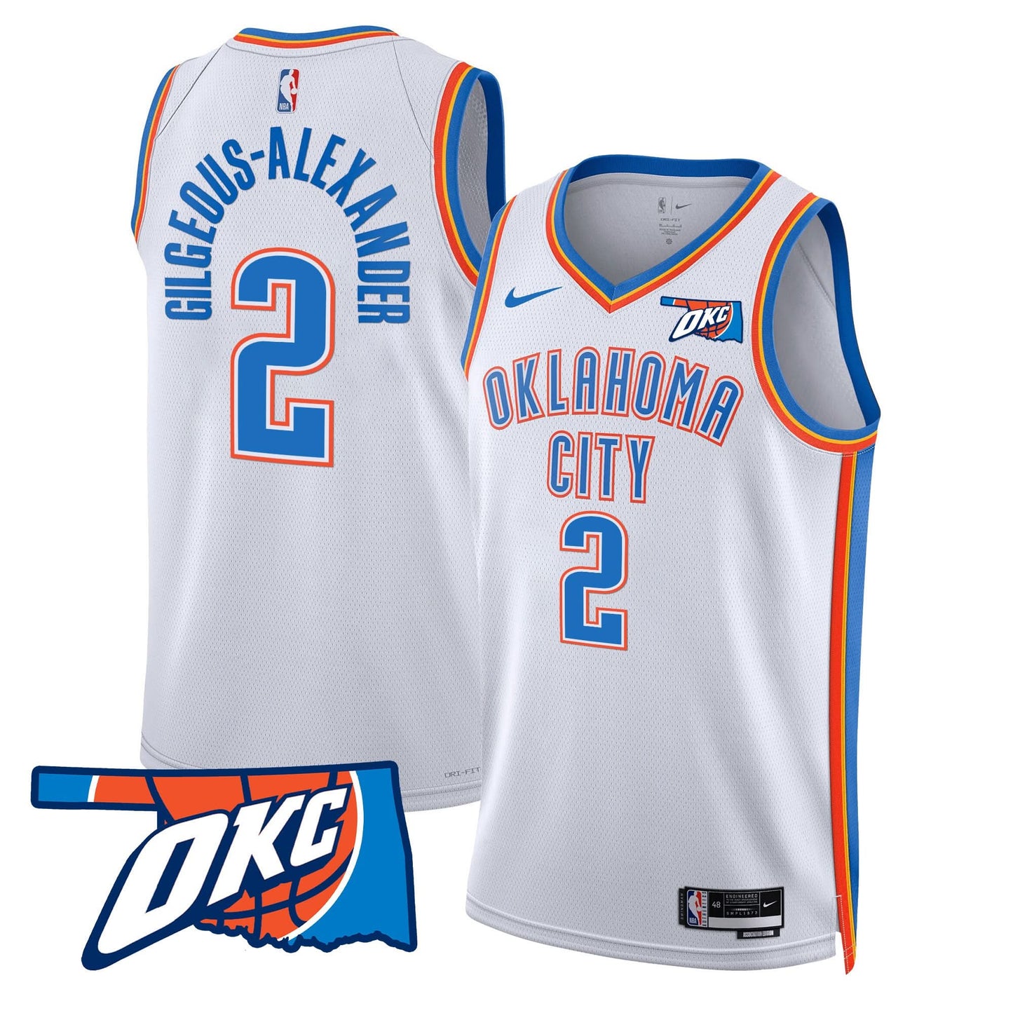 Oklahoma City Thunder Swingman Jersey - Oklahoma Patch - All Stitched