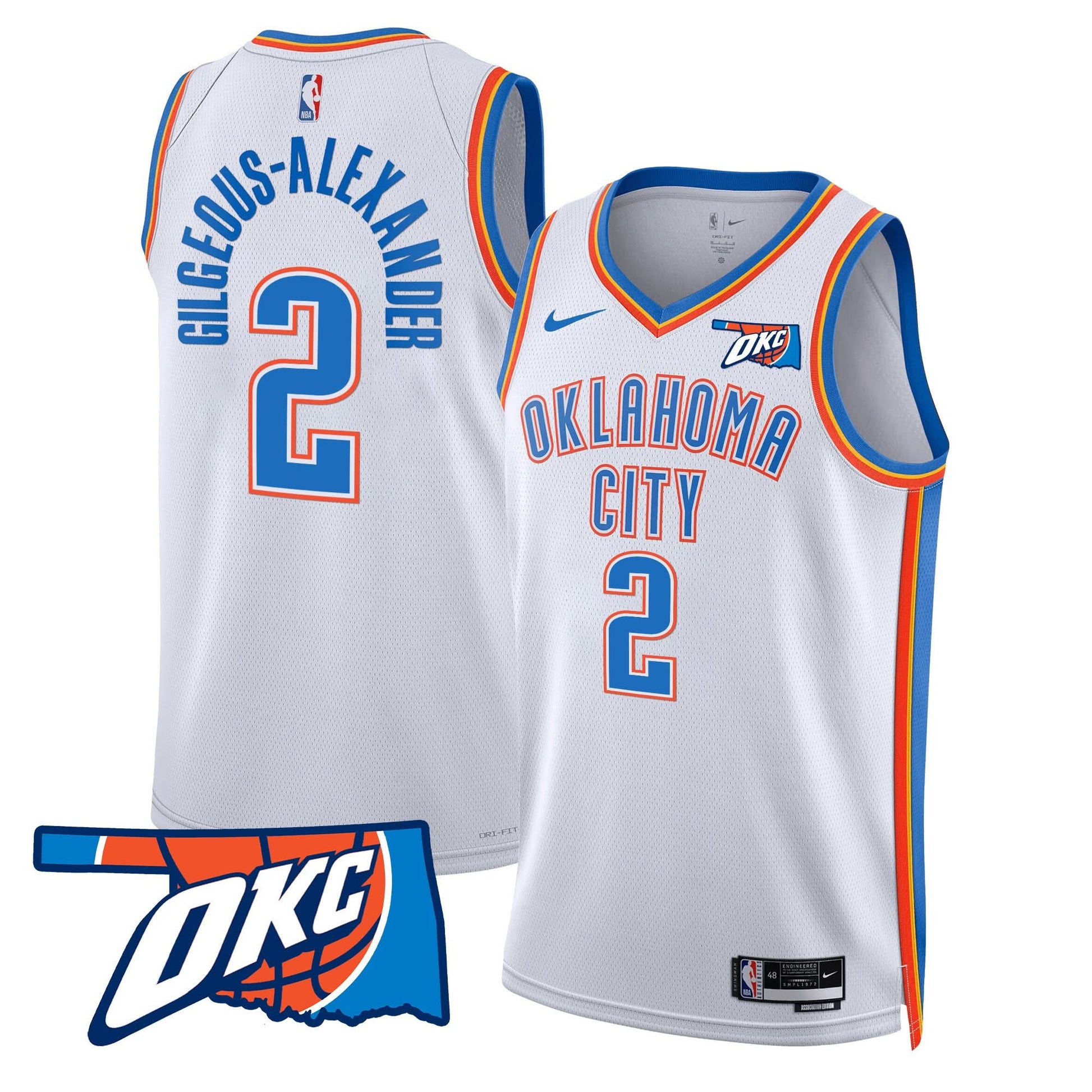 Oklahoma City Thunder Swingman Jersey - Oklahoma Patch - All Stitched