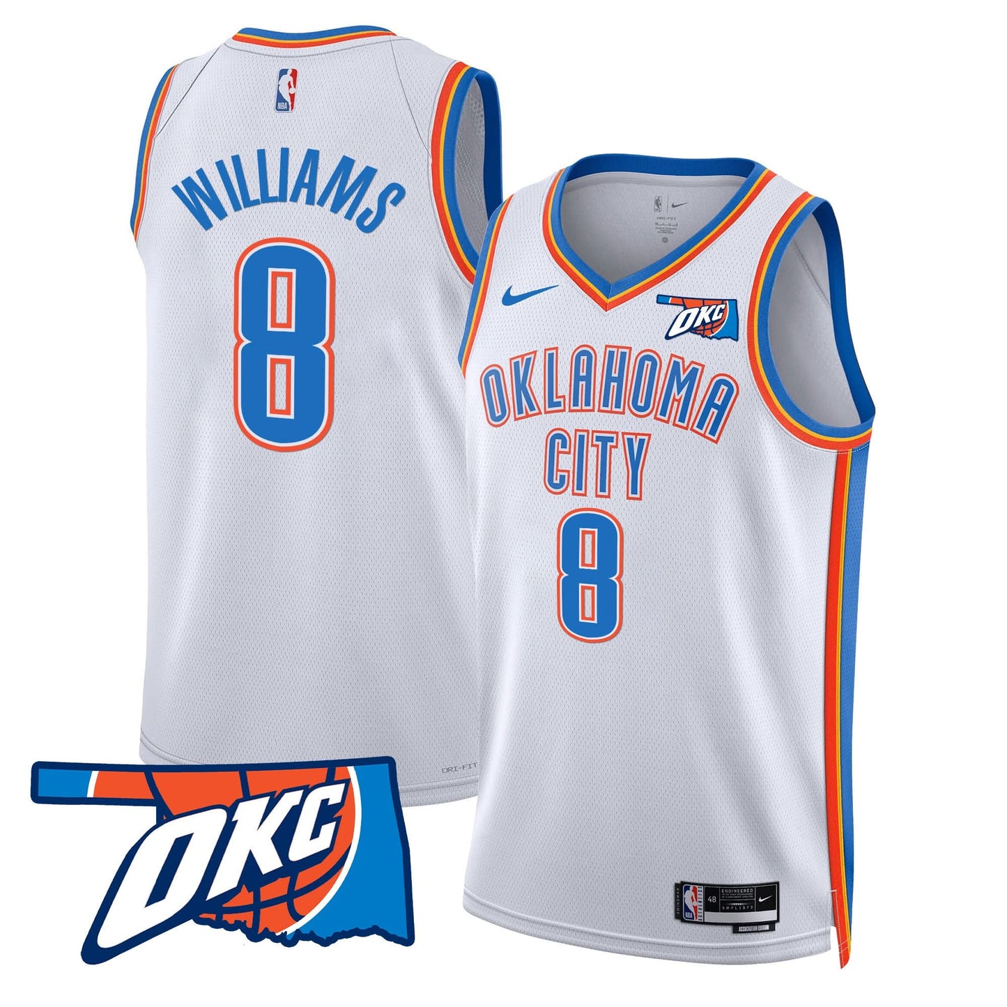 Oklahoma City Thunder Swingman Jersey - Oklahoma Patch - All Stitched