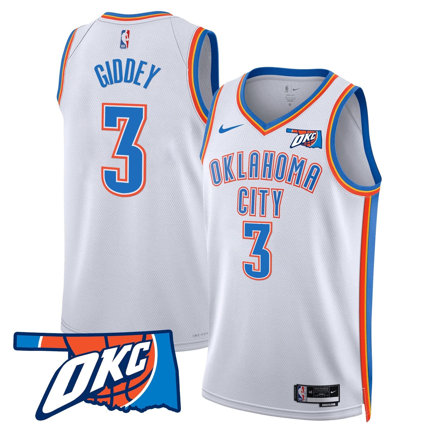 Oklahoma City Thunder Swingman Jersey - Oklahoma Patch - All Stitched