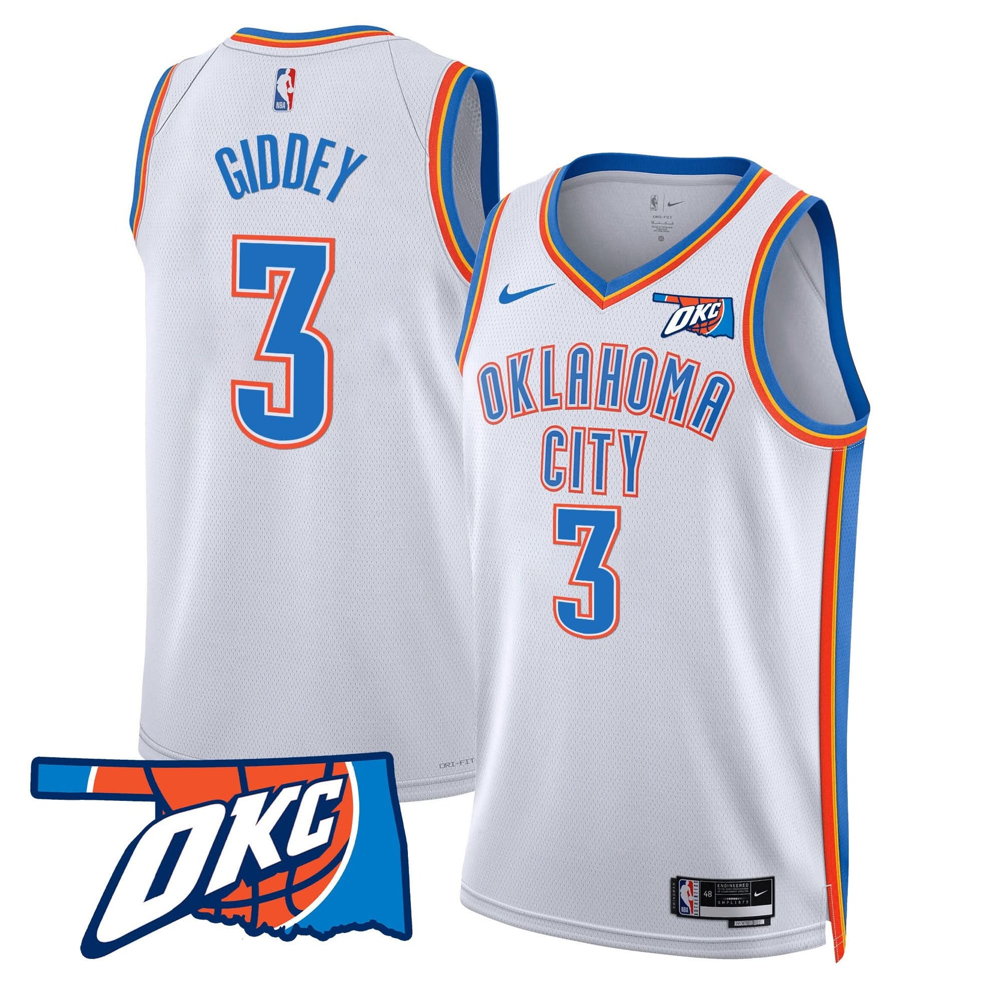 Oklahoma City Thunder Swingman Jersey - Oklahoma Patch - All Stitched