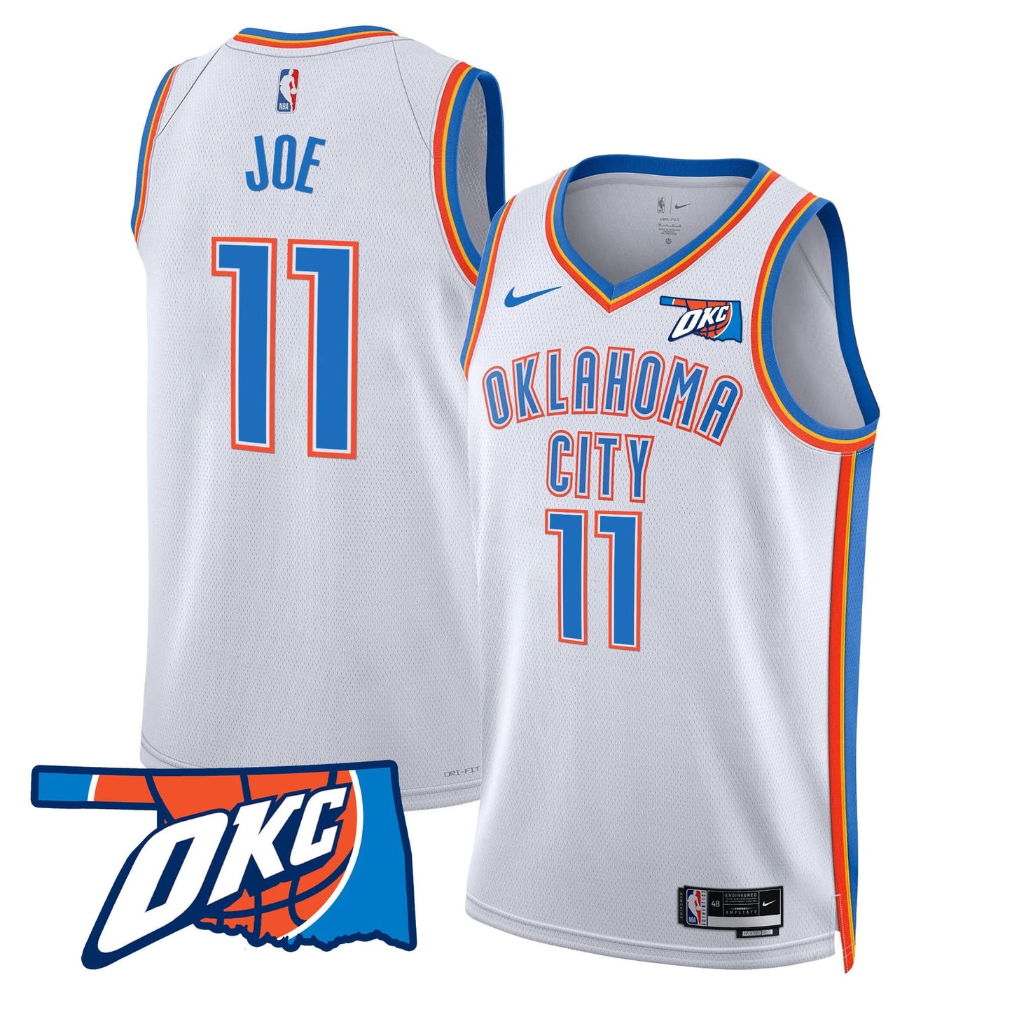 Oklahoma City Thunder Swingman Jersey - Oklahoma Patch - All Stitched