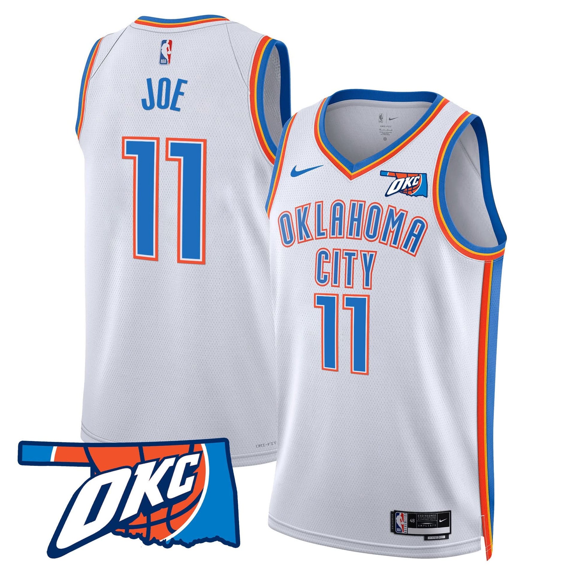 Oklahoma City Thunder Swingman Jersey - Oklahoma Patch - All Stitched
