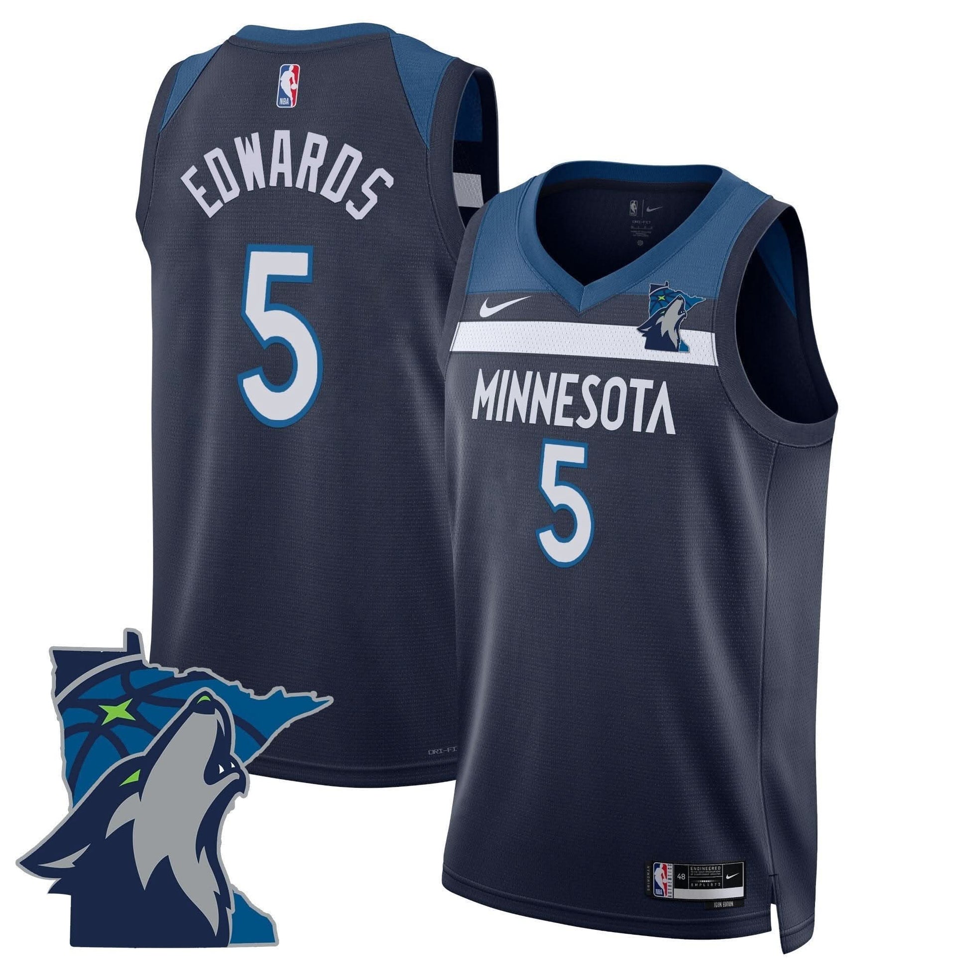 Minnesota Timberwolves Swingman Jersey - Minnesota Patch - All Stitched
