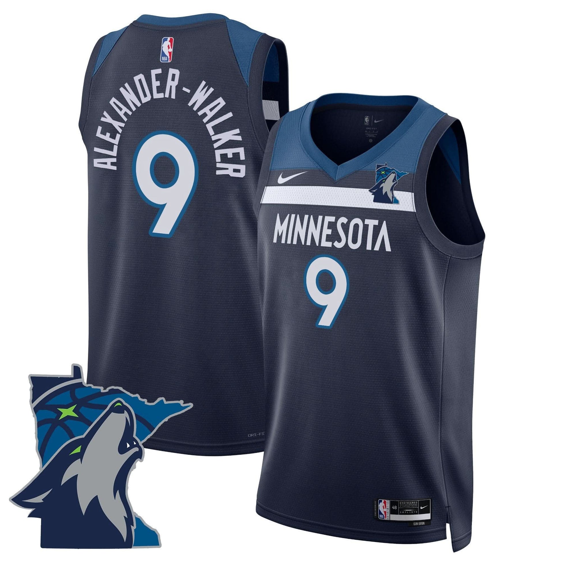 Minnesota Timberwolves Swingman Jersey - Minnesota Patch - All Stitched