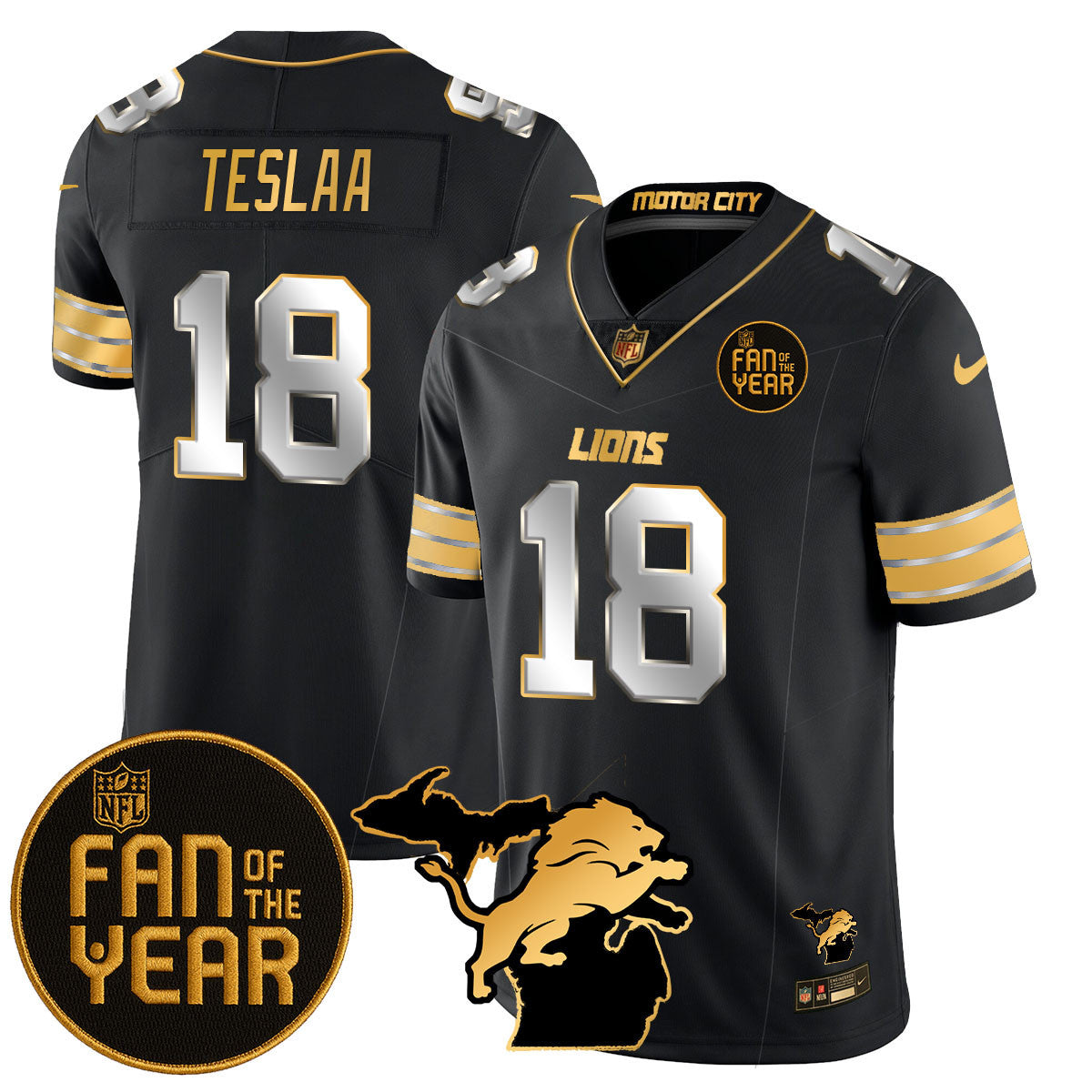 Detroit Lions "Fan Of The Year" Jersey - All Stitched