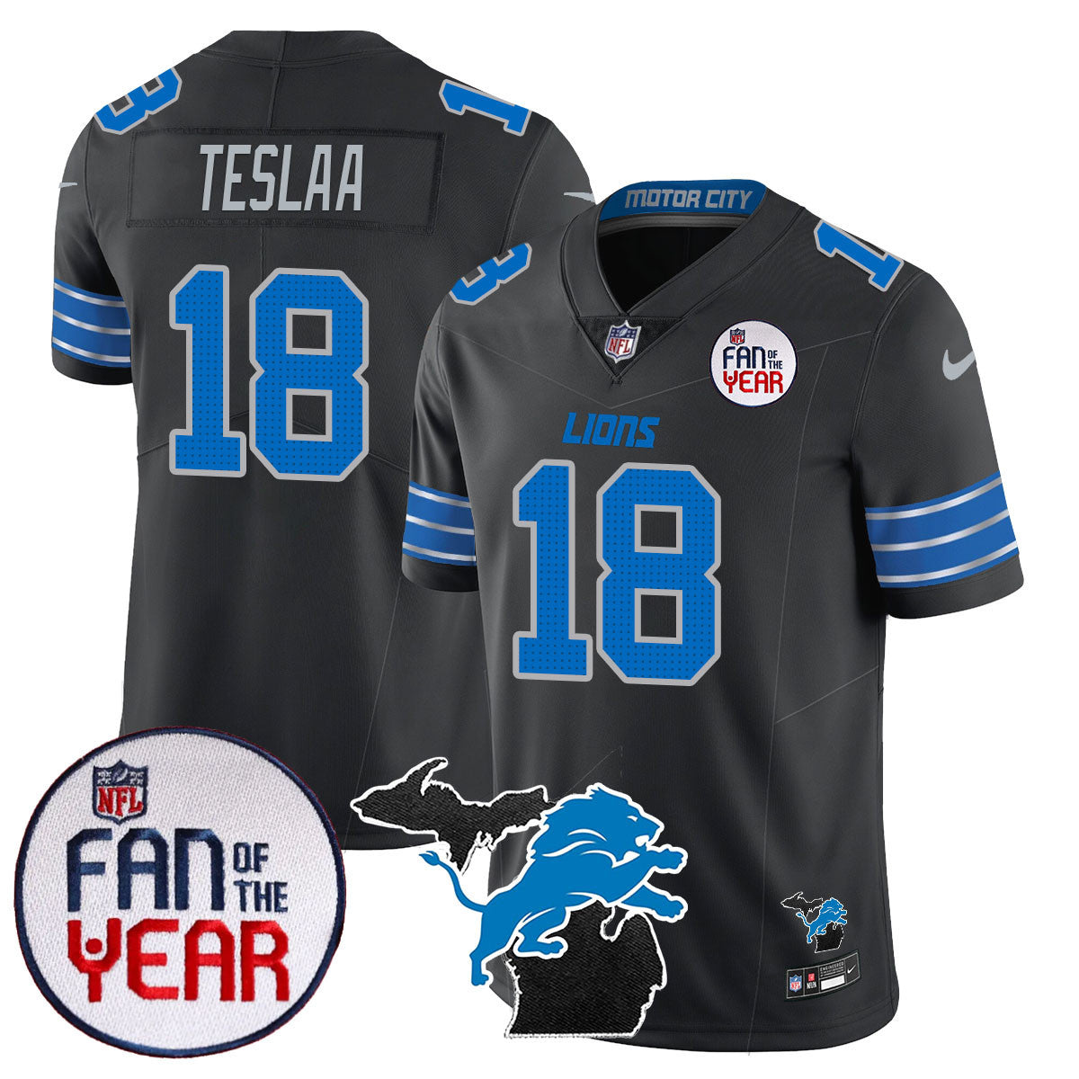 Detroit Lions "Fan Of The Year" Jersey - All Stitched