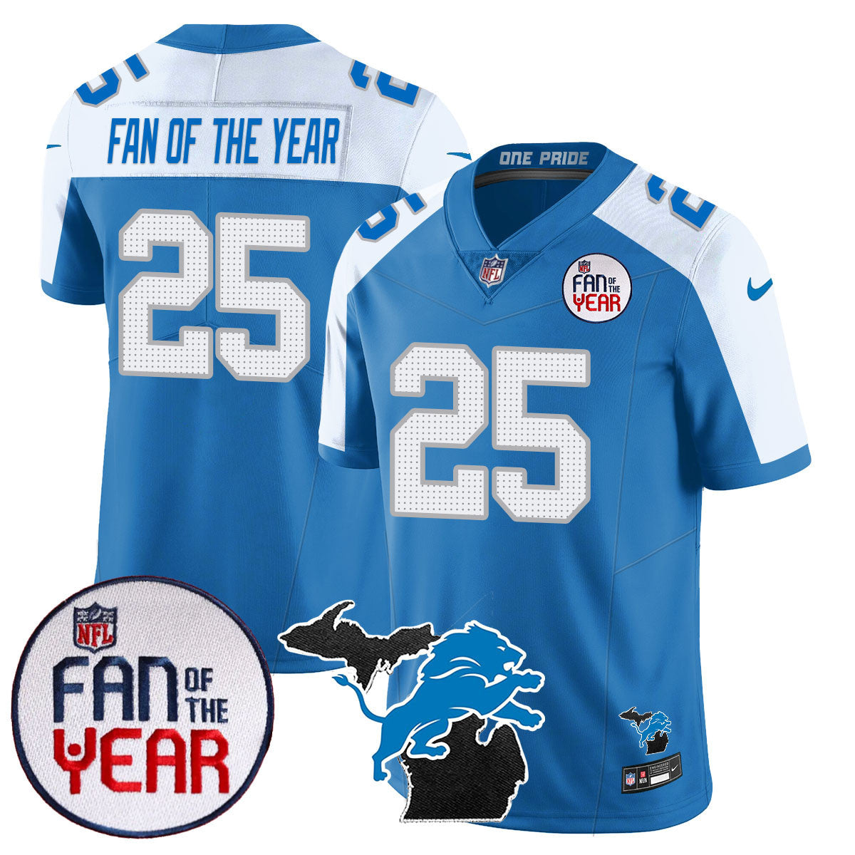 Detroit Lions "Fan Of The Year" Jersey - All Stitched