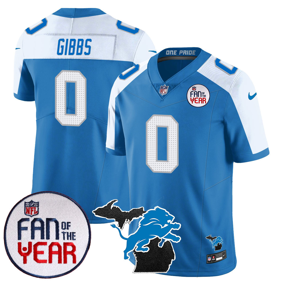 Detroit Lions "Fan Of The Year" Jersey - All Stitched