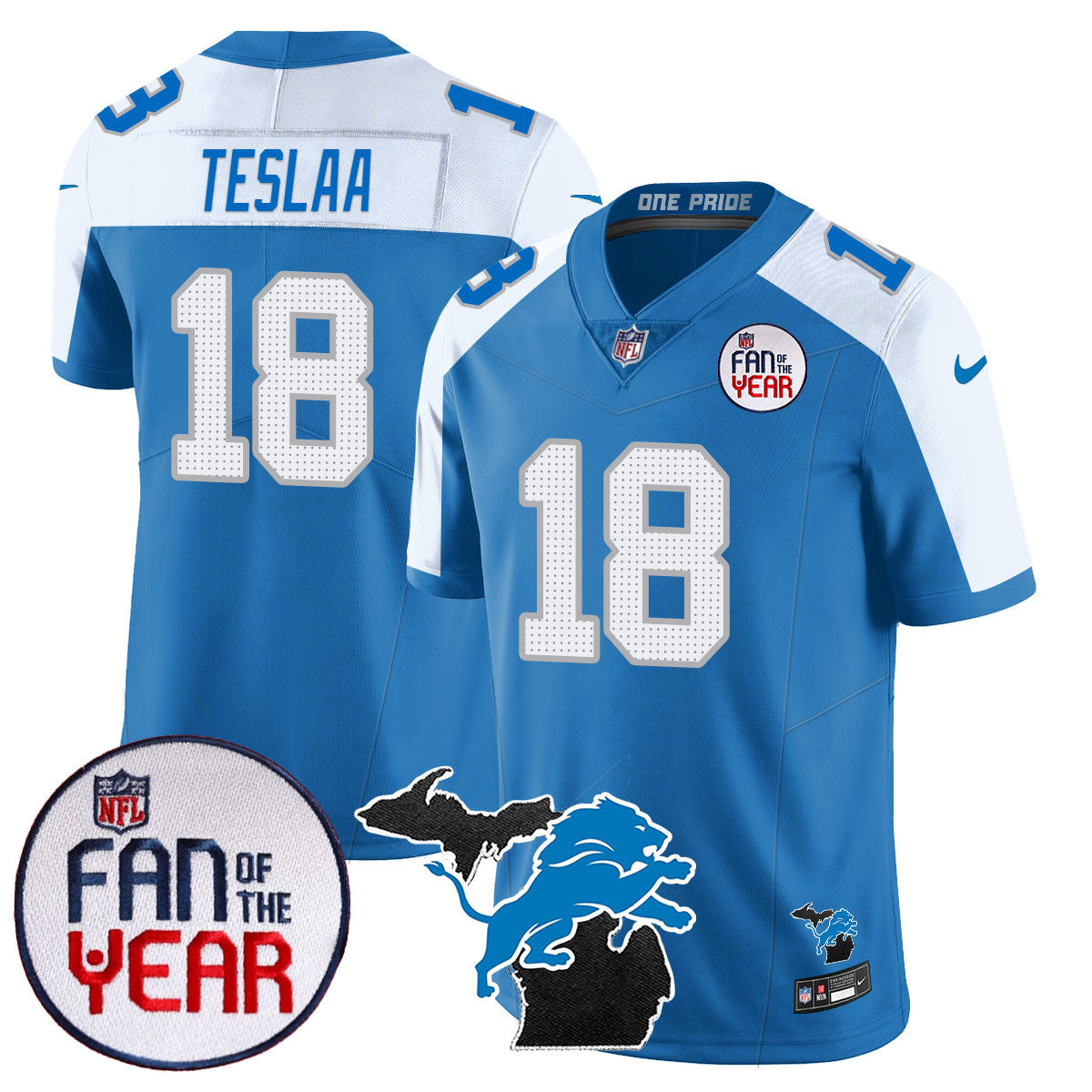 Detroit Lions "Fan Of The Year" Jersey - All Stitched