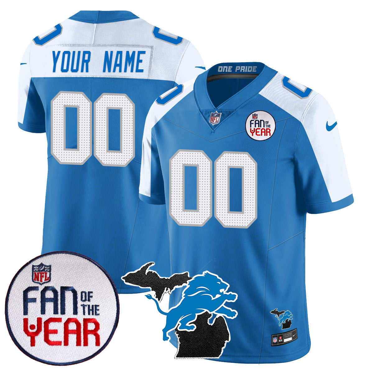 Detroit Lions "Fan Of The Year" Jersey - All Stitched