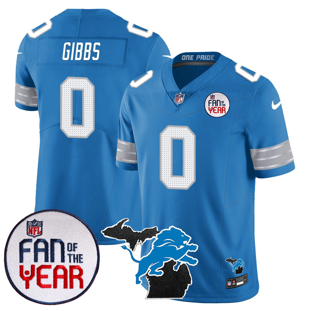 Detroit Lions "Fan Of The Year" Jersey - All Stitched