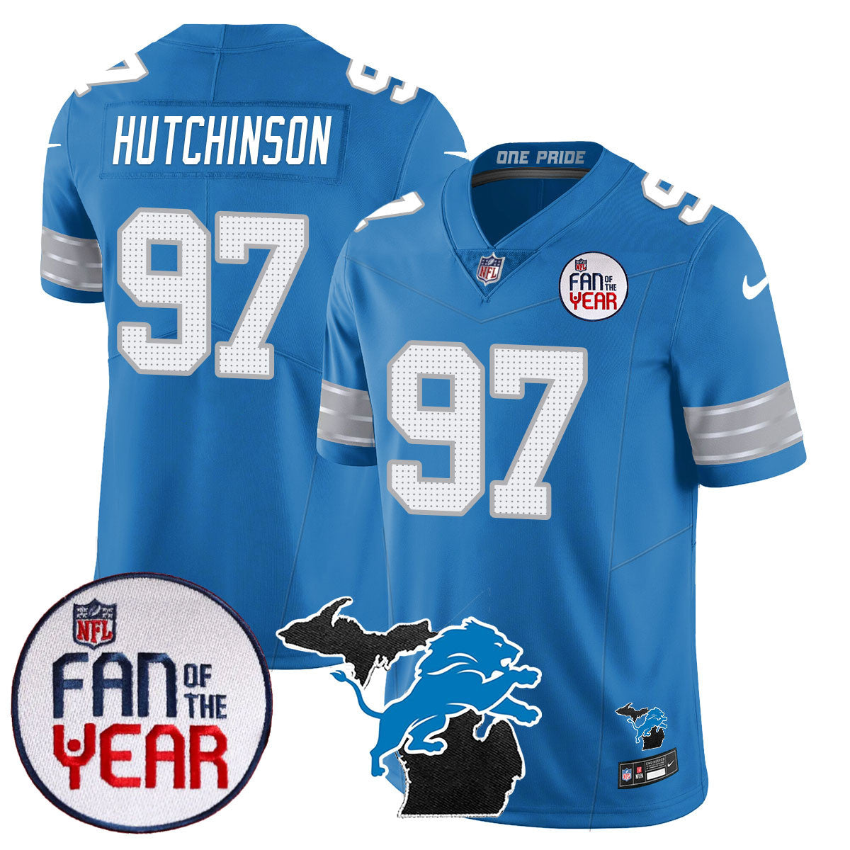Detroit Lions "Fan Of The Year" Jersey - All Stitched