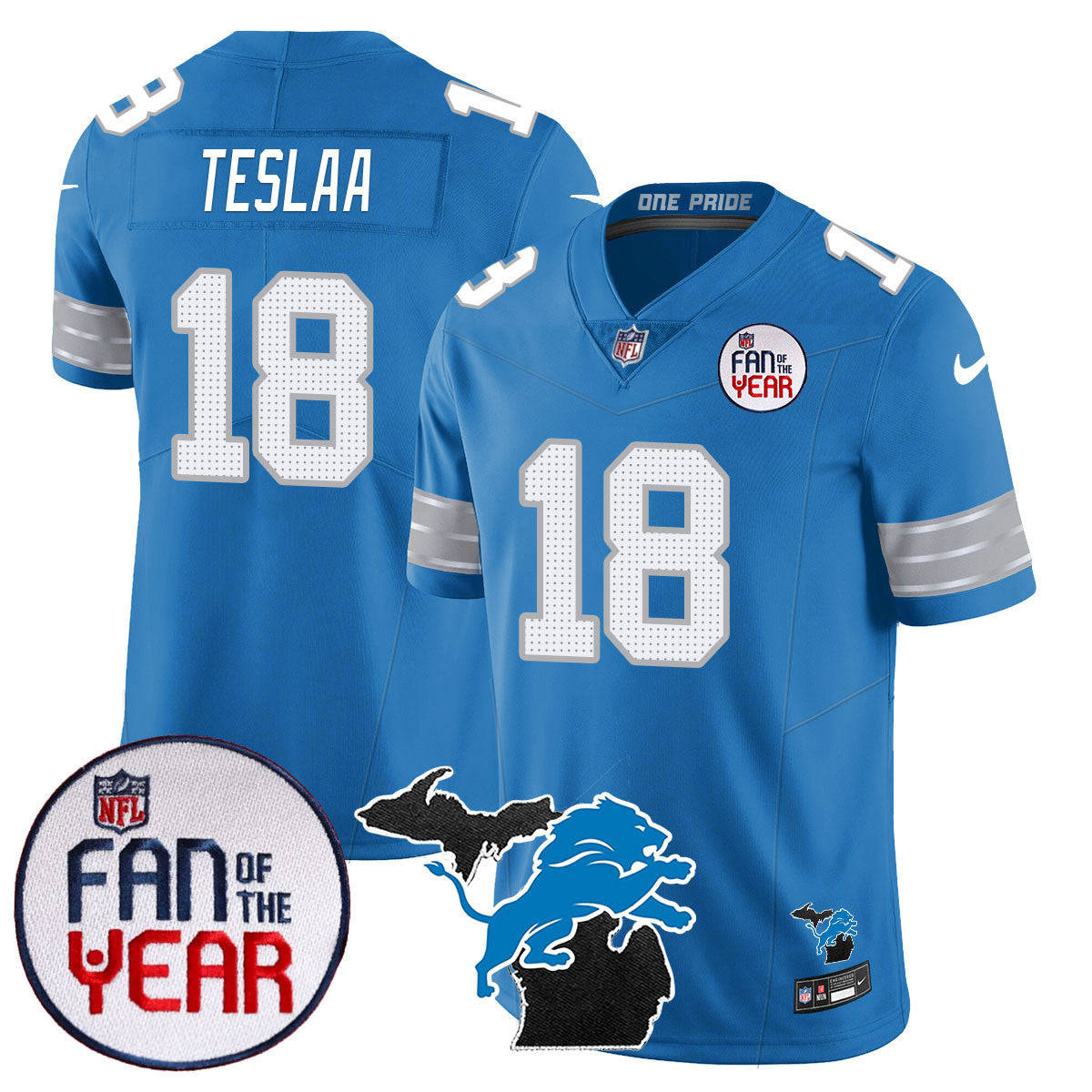 Detroit Lions "Fan Of The Year" Jersey - All Stitched