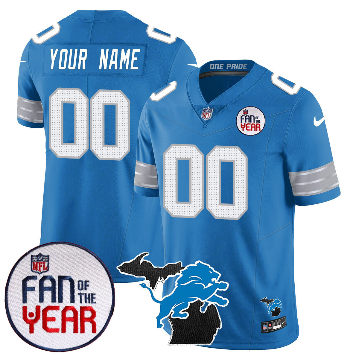 Detroit Lions "Fan Of The Year" Jersey - All Stitched