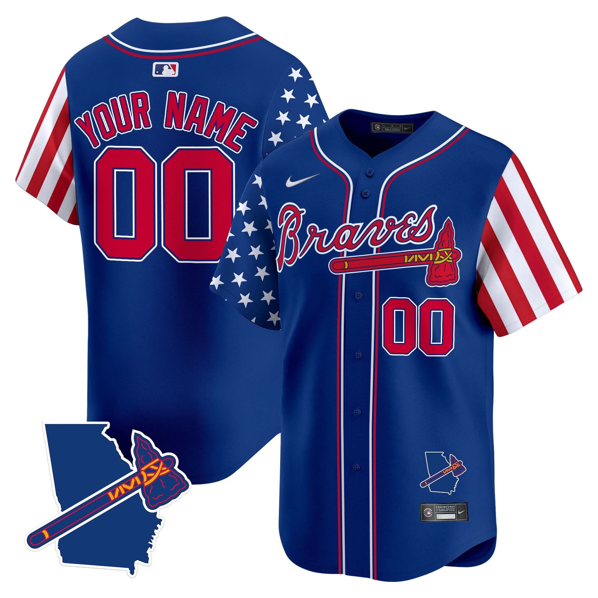 Atlanta Braves 2025 Independence Day Vapor Premier Limited Custom Jersey - All Stitched
